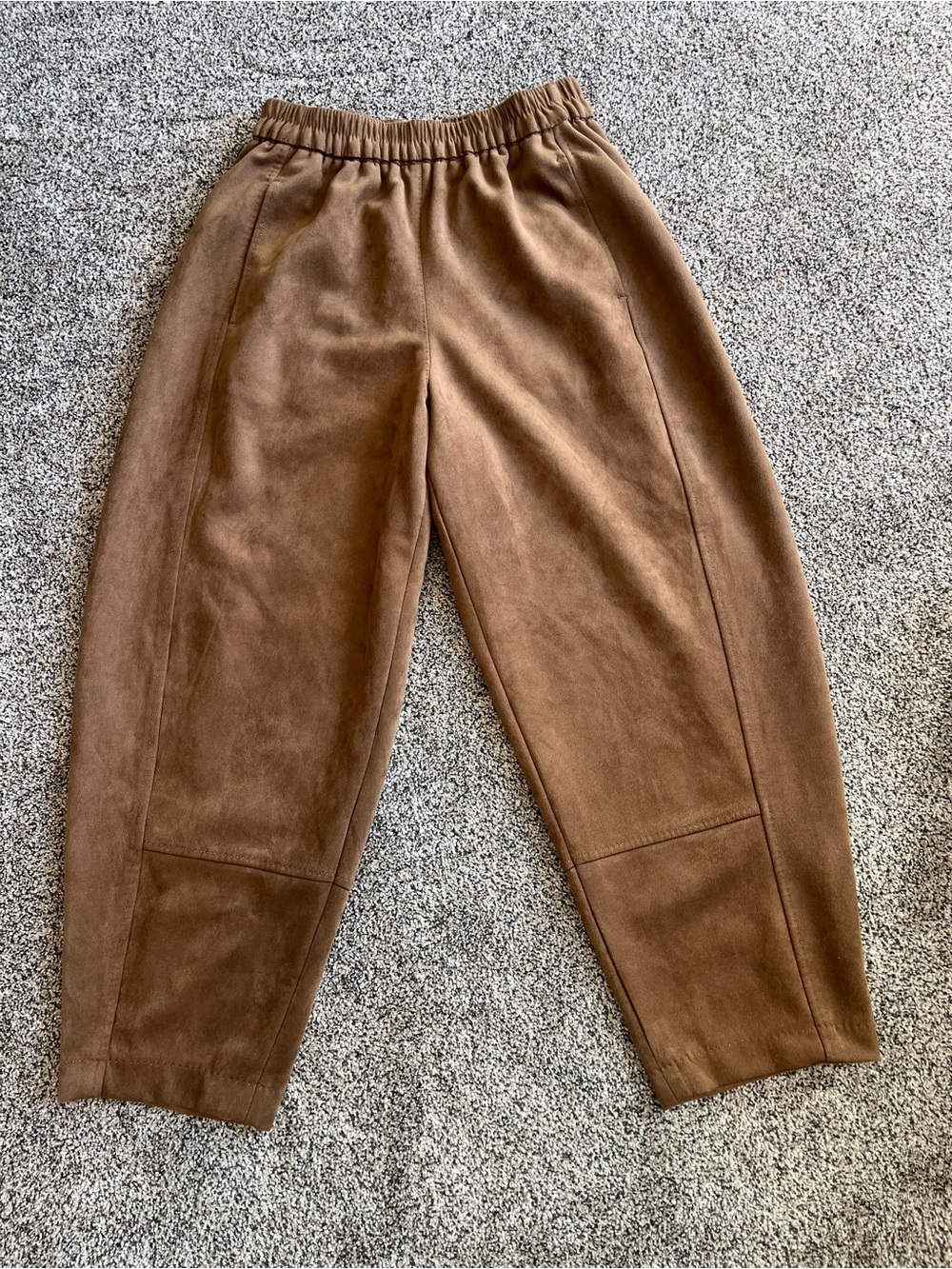 Max Studio Brown Cropped Elastic-Waist Pants